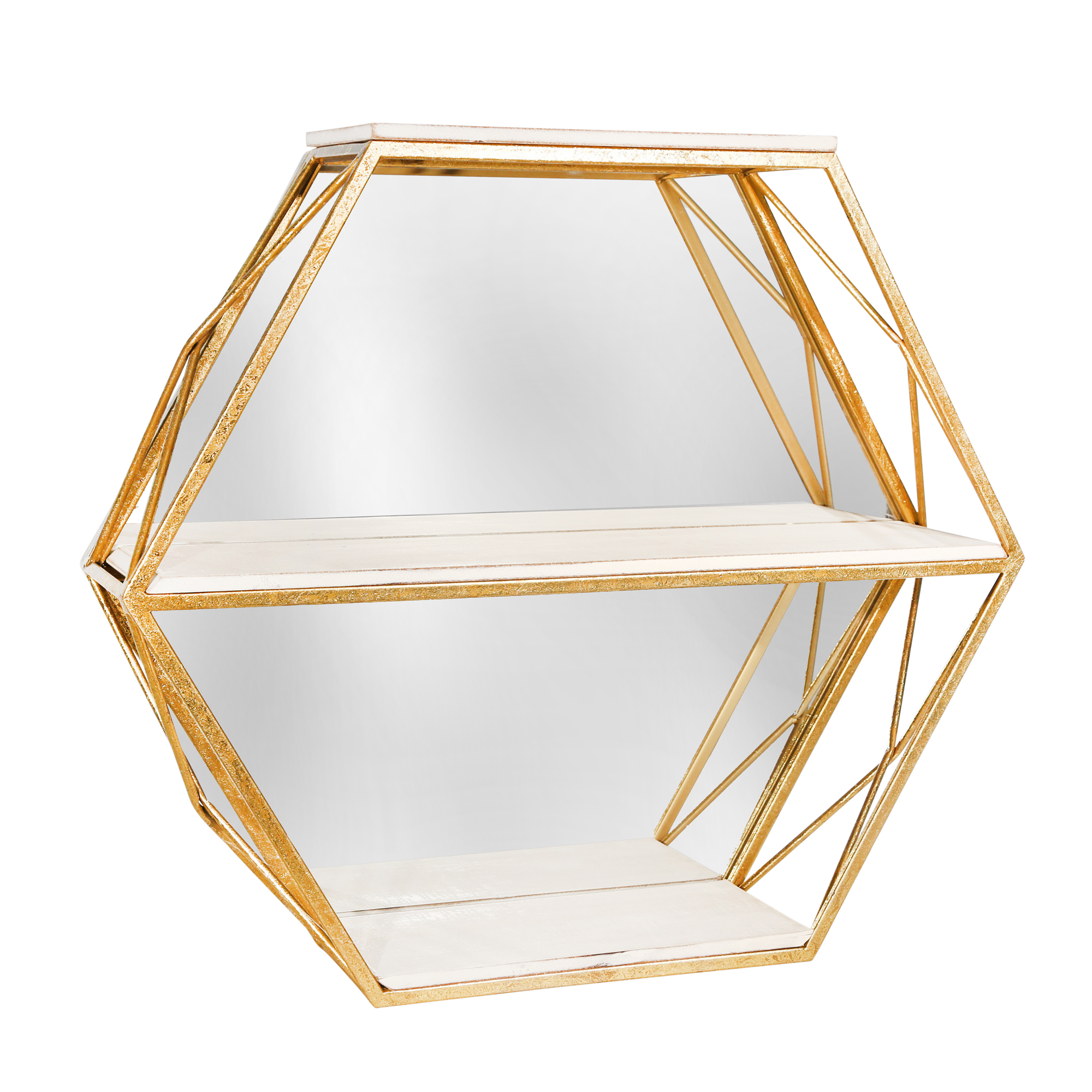 Sagebrook Home Metal and Mirror 20 Hexagon Wall Shelf Sagebrook Home Metal and Mirror 20 Hexagon Wall Shelf